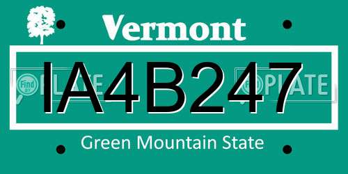 IA4B247 Vermont License Plate