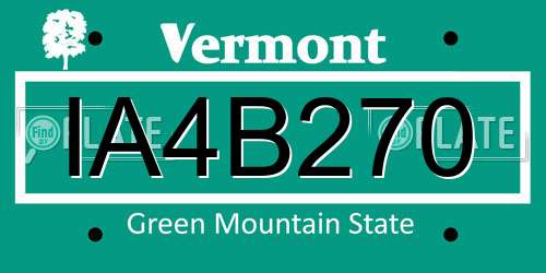 IA4B270 Vermont License Plate