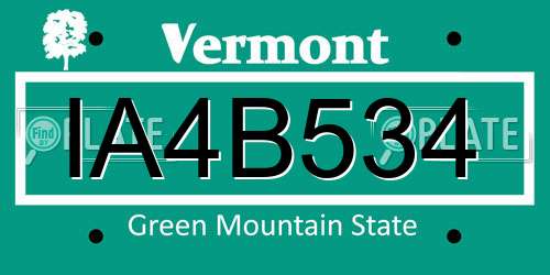 IA4B534 Vermont License Plate