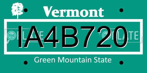 IA4B720 Vermont License Plate