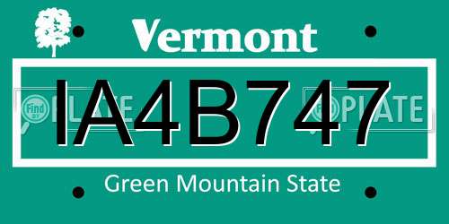 IA4B747 Vermont License Plate