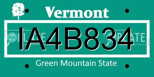 IA4B834 Vermont License Plate