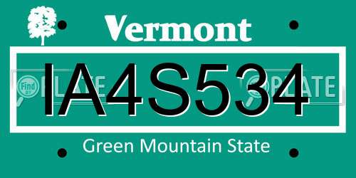 IA4S534 Vermont License Plate