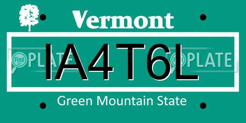 IA4T6L Vermont License Plate