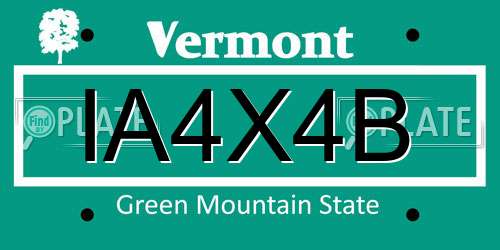 IA4X4B Vermont License Plate