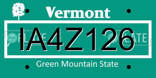 IA4Z126 Vermont License Plate