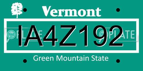 IA4Z192 Vermont License Plate