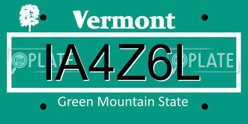 IA4Z6L Vermont License Plate