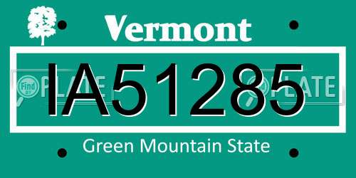IA51285 Vermont License Plate