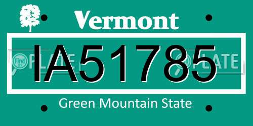 IA51785 Vermont License Plate