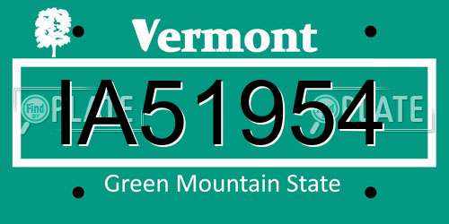 IA51954 Vermont License Plate