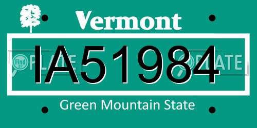 IA51984 Vermont License Plate