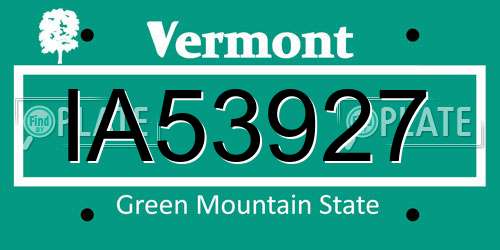 IA53927 Vermont License Plate