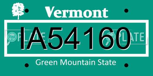 IA54160 Vermont License Plate