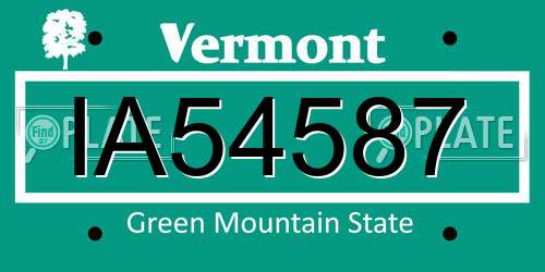 IA54587 Vermont License Plate