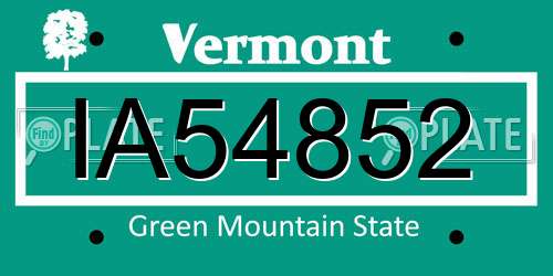 IA54852 Vermont License Plate