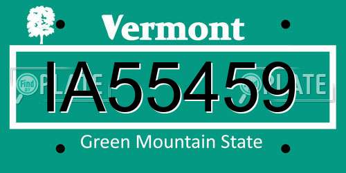 IA55459 Vermont License Plate