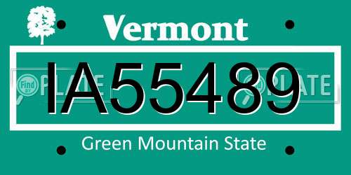 IA55489 Vermont License Plate