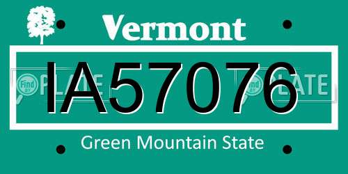 IA57076 Vermont License Plate