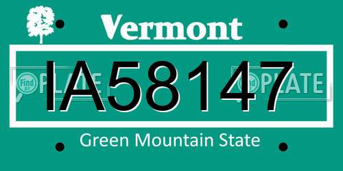 IA58147 Vermont License Plate
