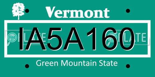 IA5A160 Vermont License Plate