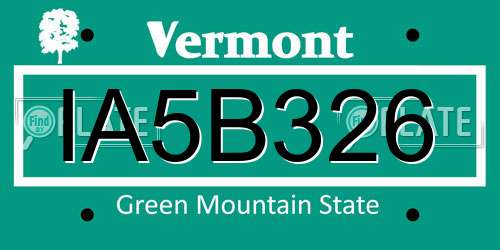 IA5B326 Vermont License Plate