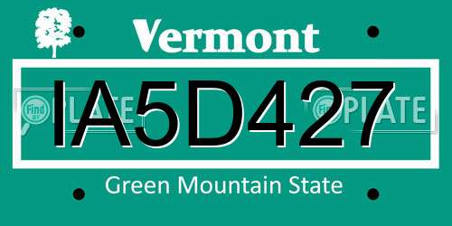 IA5D427 Vermont License Plate
