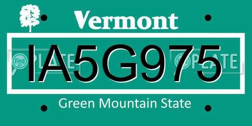 IA5G975 Vermont License Plate