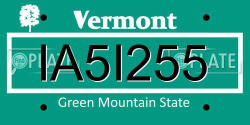 IA5I255 Vermont License Plate