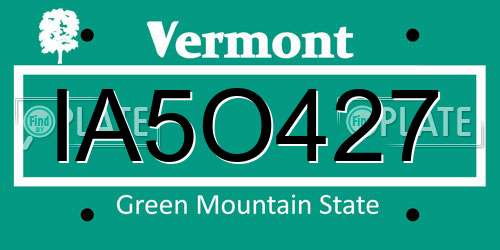IA5O427 Vermont License Plate