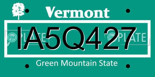 IA5Q427 Vermont License Plate