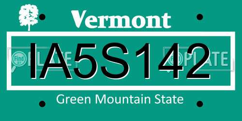 IA5S142 Vermont License Plate