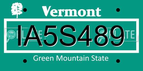 IA5S489 Vermont License Plate