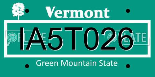 IA5T026 Vermont License Plate