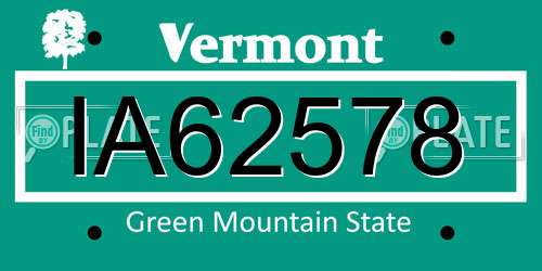 IA62578 Vermont License Plate