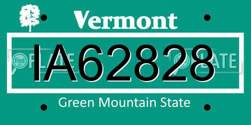 IA62828 Vermont License Plate