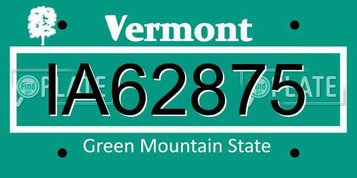 IA62875 Vermont License Plate
