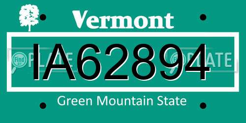 IA62894 Vermont License Plate