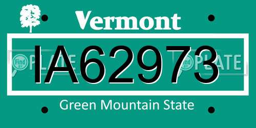 IA62973 Vermont License Plate