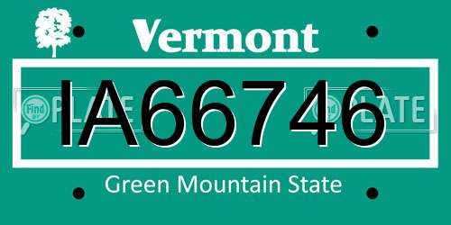 IA66746 Vermont License Plate