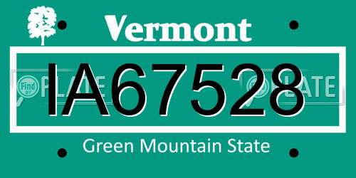 IA67528 Vermont License Plate