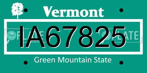 IA67825 Vermont License Plate