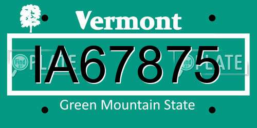 IA67875 Vermont License Plate