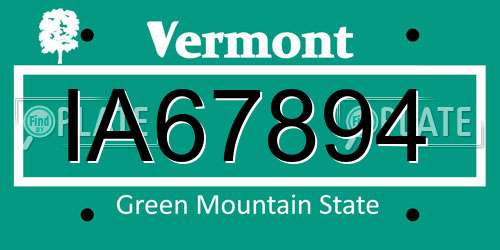 IA67894 Vermont License Plate