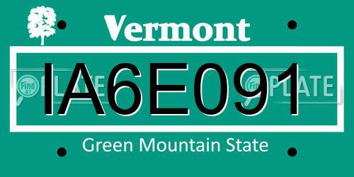 IA6E091 Vermont License Plate