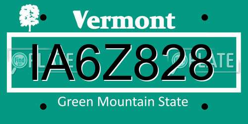 IA6Z828 Vermont License Plate