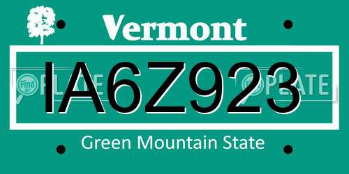 IA6Z923 Vermont License Plate