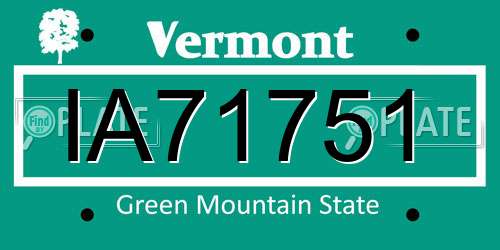 IA71751 Vermont License Plate