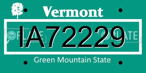 IA72229 Vermont License Plate