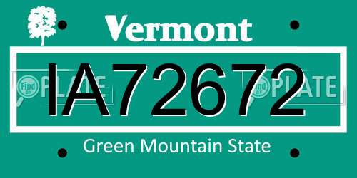 IA72672 Vermont License Plate